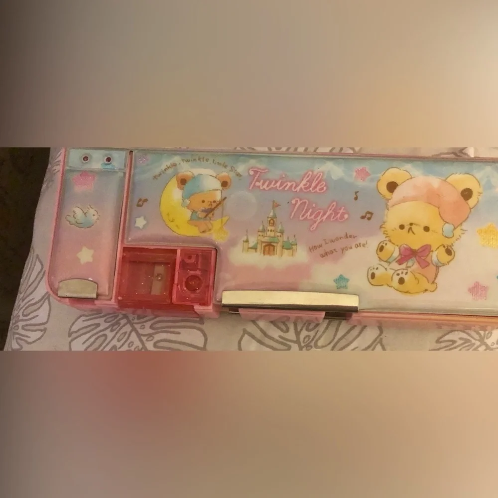 Vintage Sanrio Twinkle Night Bear Padded Pencil Sharpener Case Box